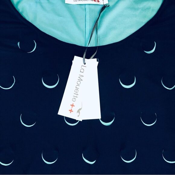 NEW La Mouette Plus Dress Blue Teal Laser Cut-Outs Tulle Layers 56(US: 30W) - Picture 3 of 16